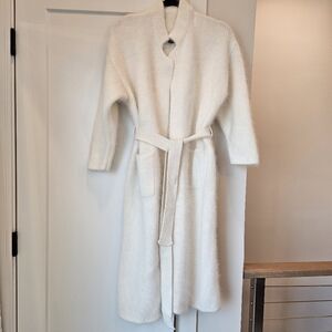 Cozy White Belted Cardigan